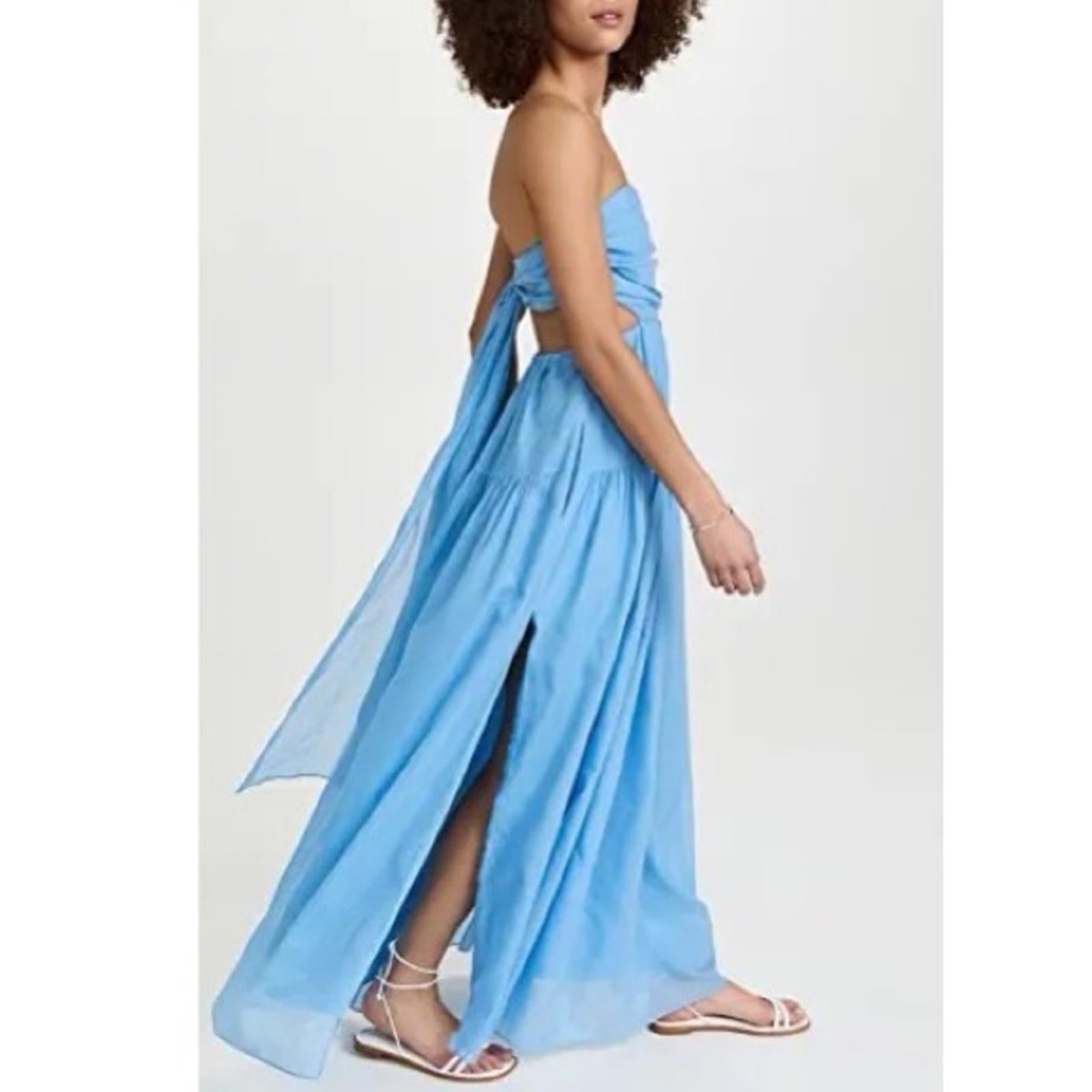 Rebecca Taylor Wrap Back Maxi Dress in Azul Blue, NWT, Size 16, Retail $525
