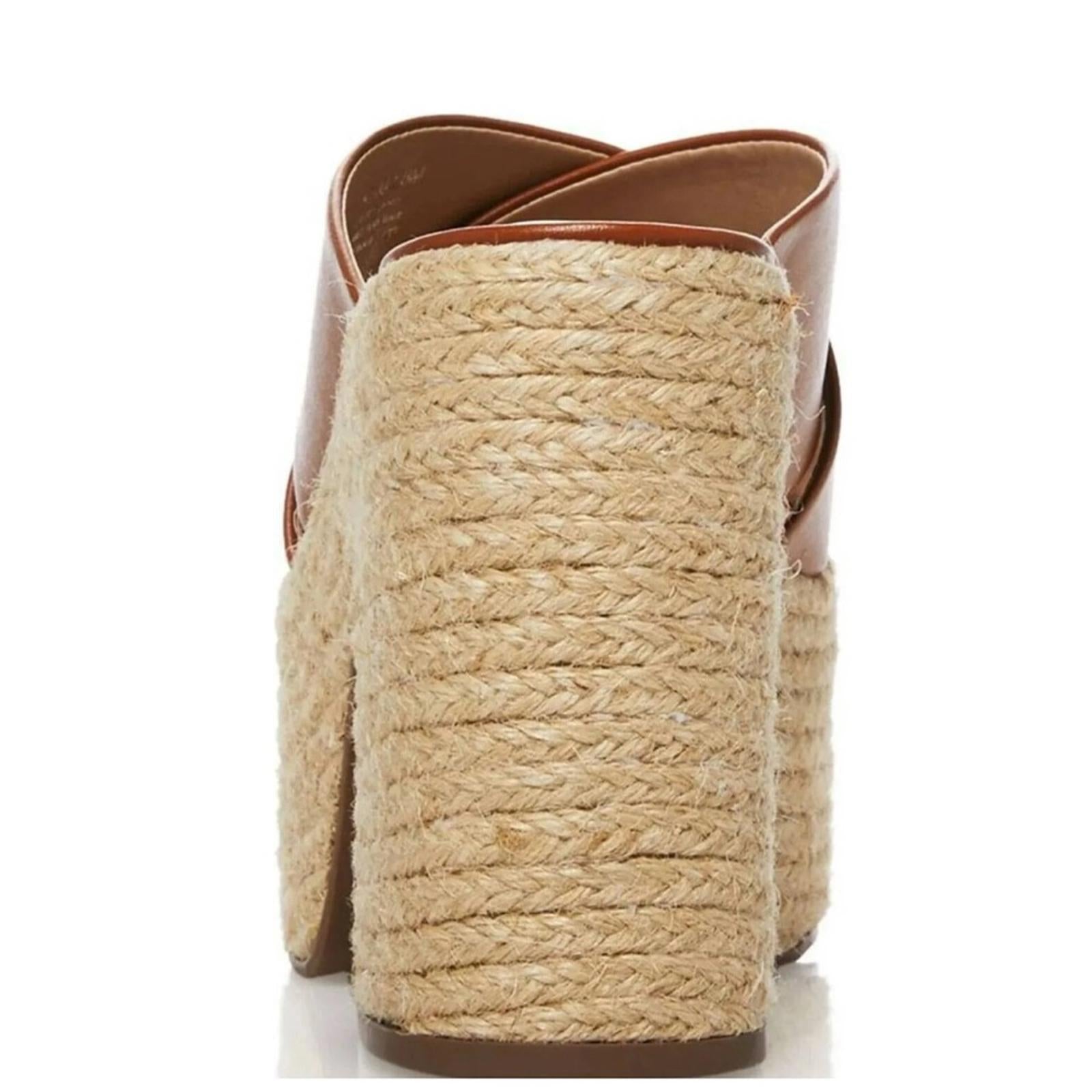 Bloomingdale’s Aqua July Platform Slide Sandals in Cognac, Size 8 New in Box