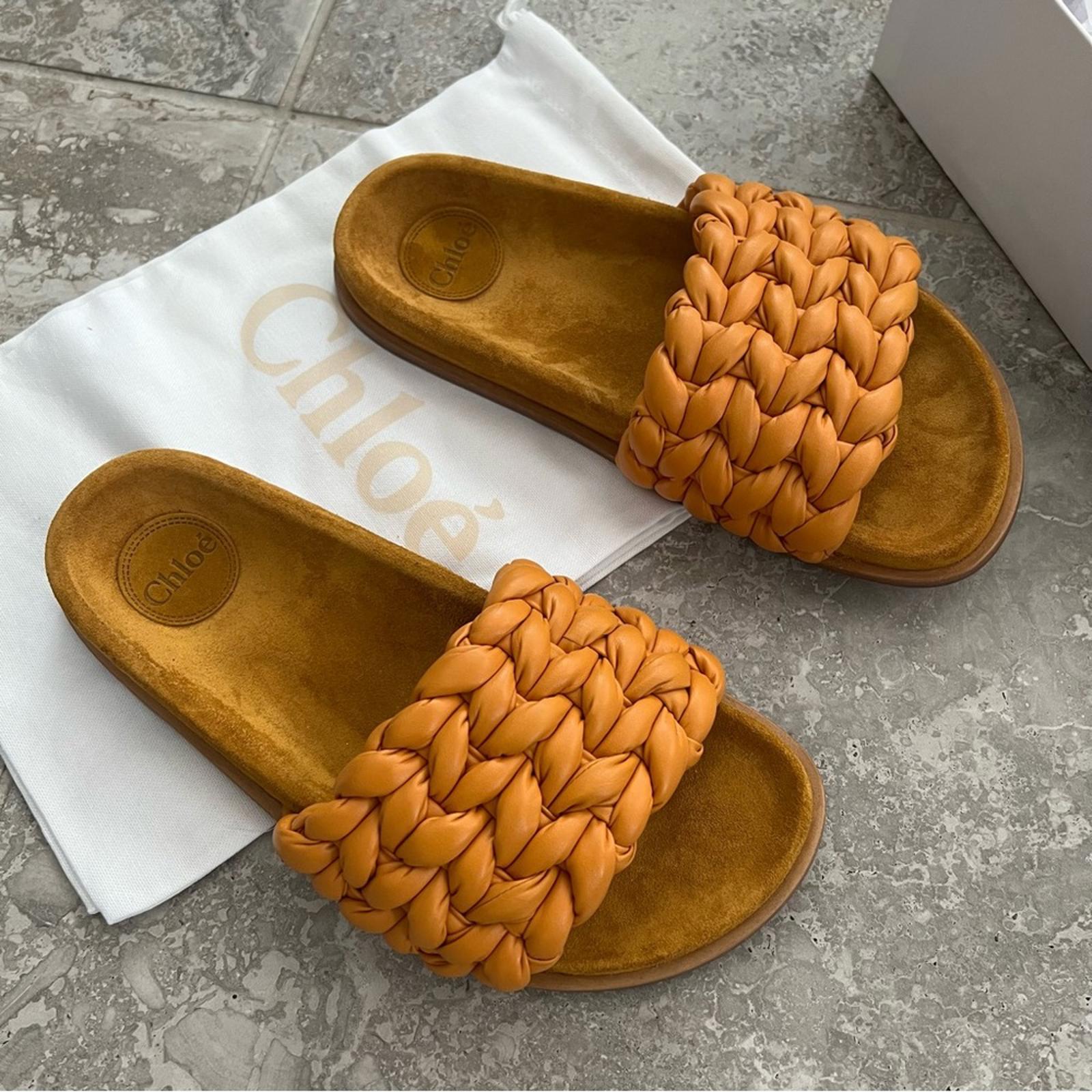 Chloé Kacey Flat Footbed Braided Leather Slides, NWT, Size 41 W Comes w/Dust Bag