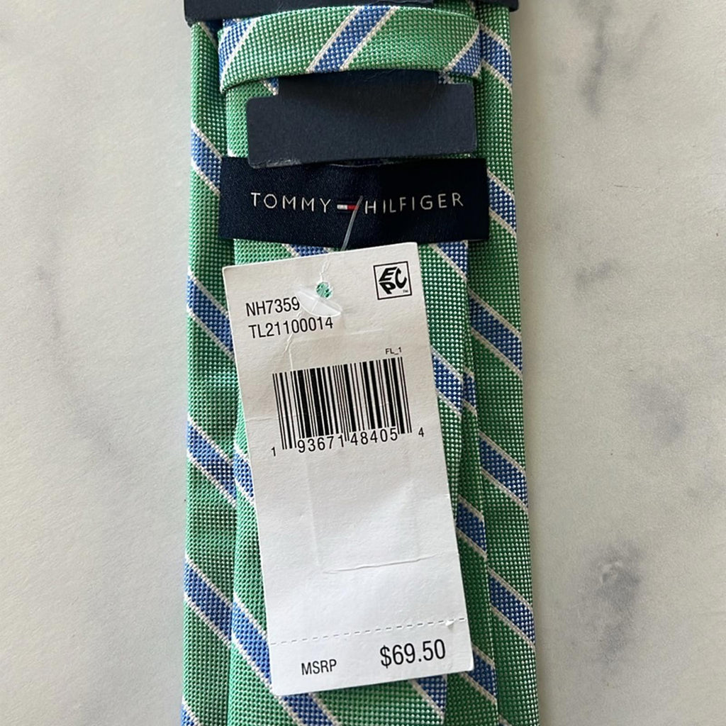 Tommy Hilfiger Oxford Stripe Tie in Green/Blue, One Size, NWT
