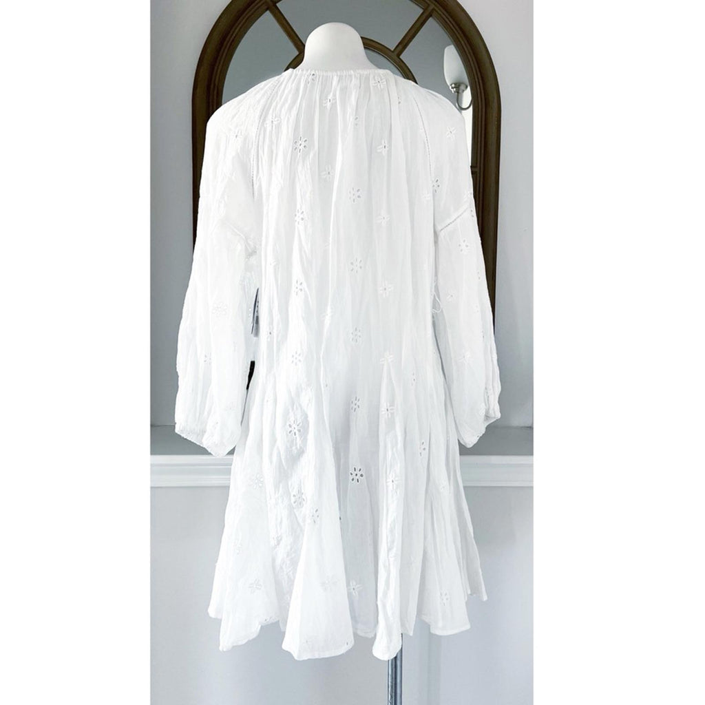 Velvet by Graham & Spencer Gracie Cotton Eyelet Dress in White, Size L NWT $216