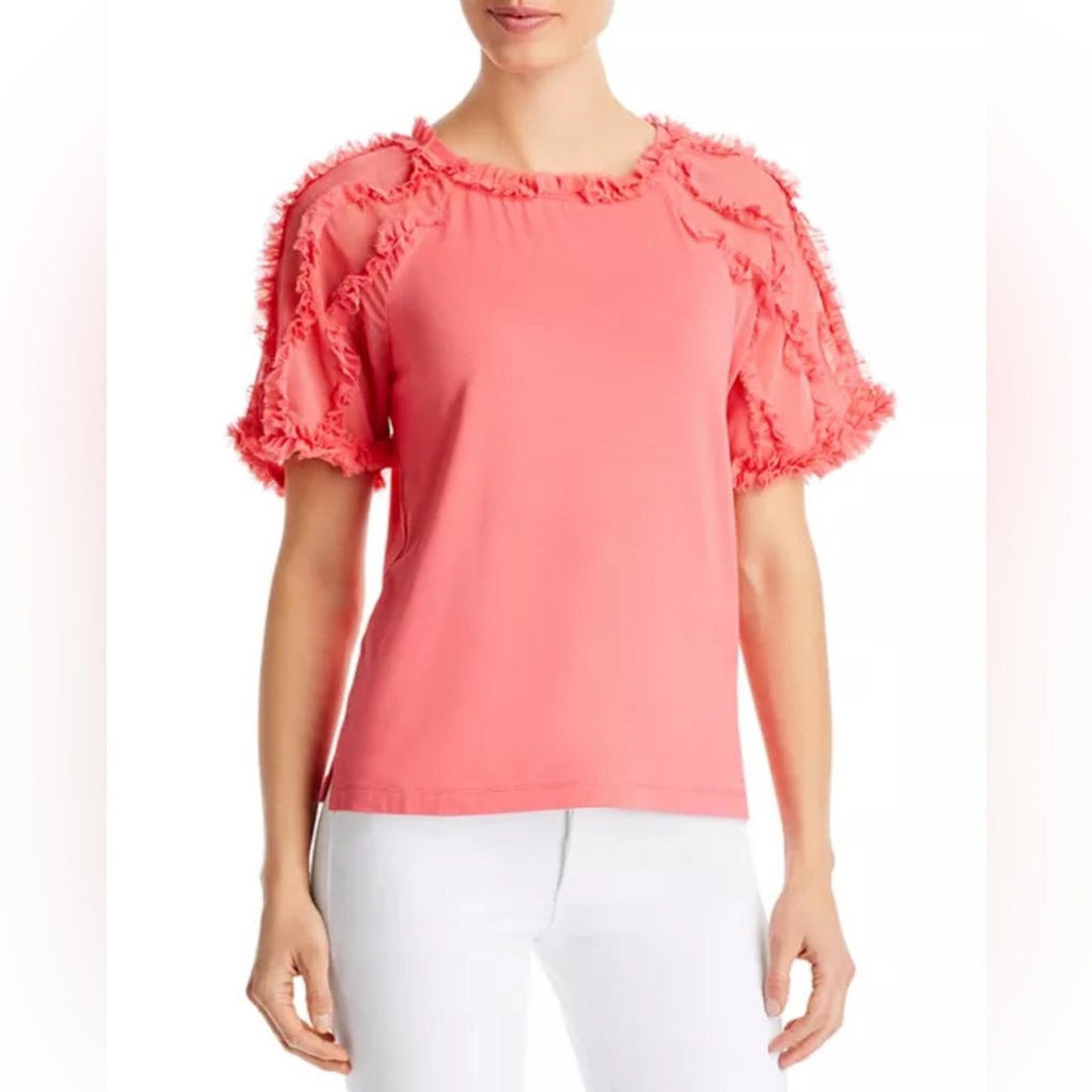 Kobi Halperin Betsy Ruffled Trim Top in White, NWT, Size M Retail $178