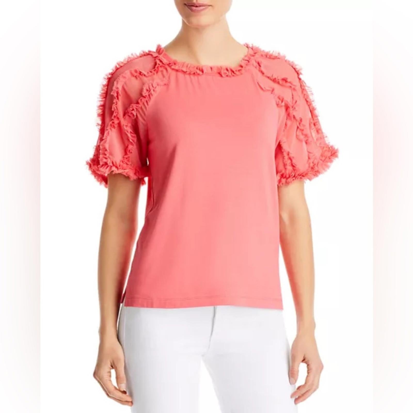 Kobi Halperin Betsy Ruffled Trim Top in White, NWT, Size M Retail $178