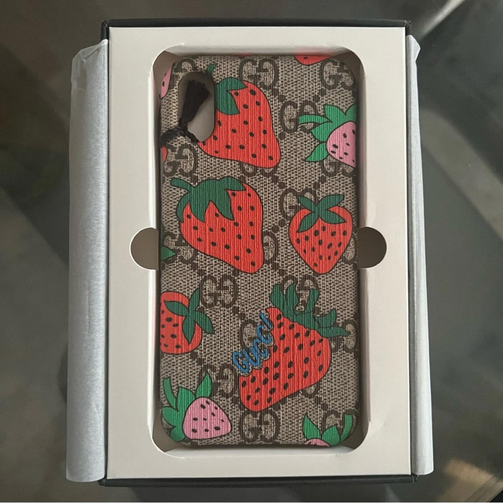 Gucci GG Supreme IPhone Case, Strawberry, New in Box, Retail $275