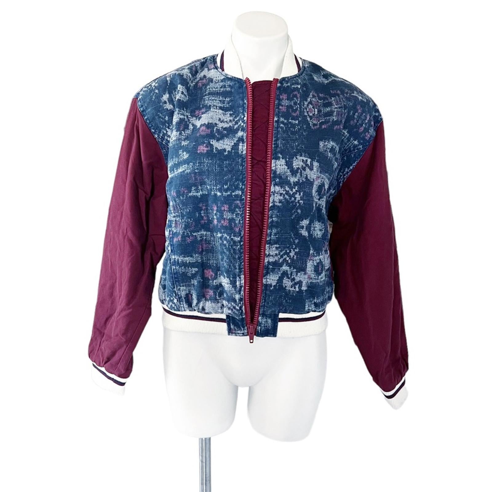Free People Bomber Jacket, Chambray Navy Electric Cotton Linen Denim Size S NWT