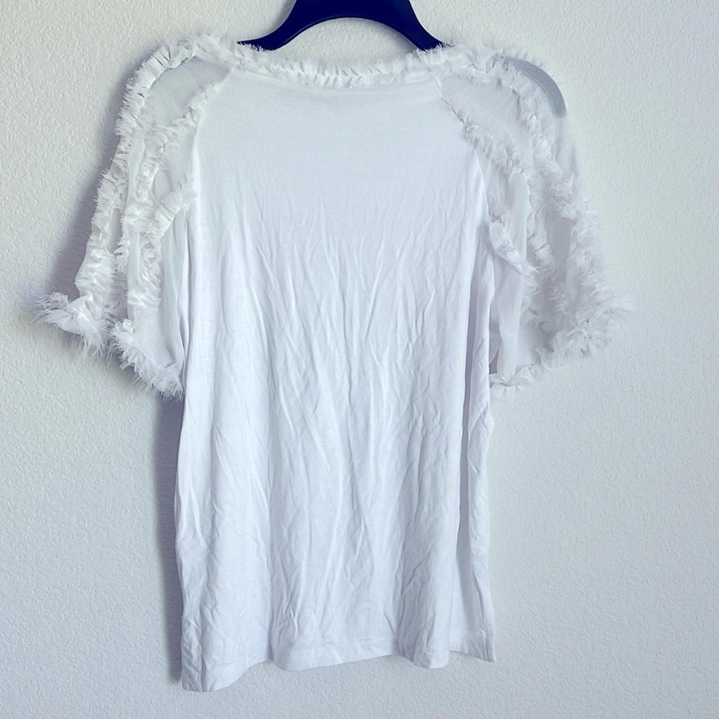 Kobi Halperin Betsy Ruffled Trim Top in White, NWT, Size M Retail $178