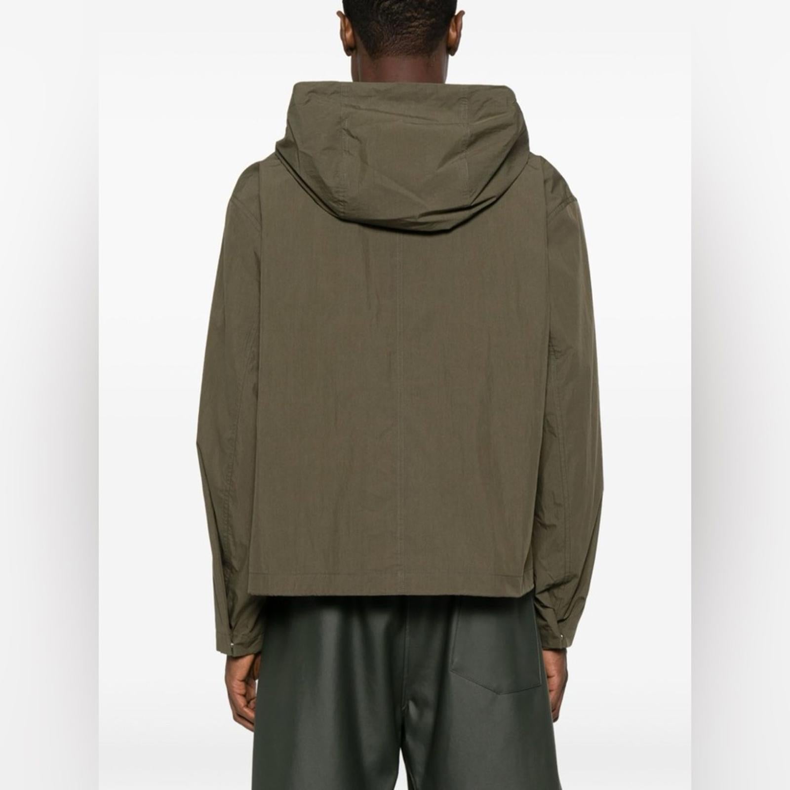 Jil Sander Green Long-Sleeve Hooded Jacket w/Organic Cotton, Size L NWT $2,380