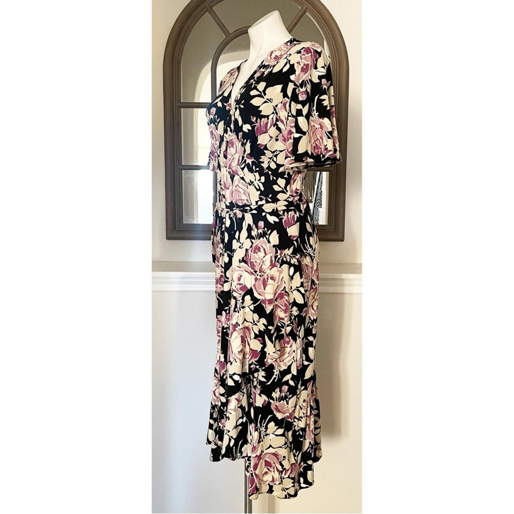 NEW Lauren Ralph Lauren Floral Belted Jersey Dress Size 16 EXCELLENT Retail $338