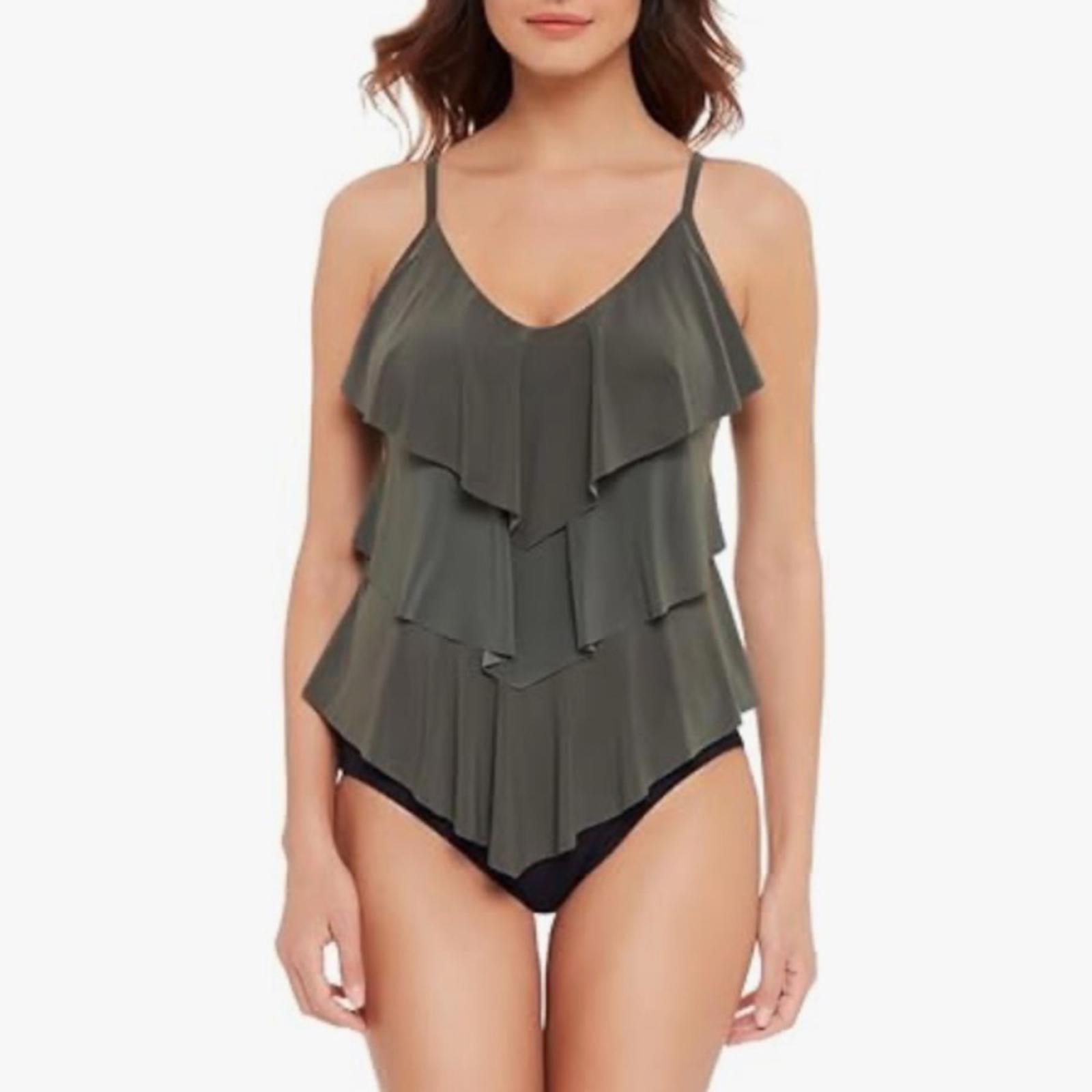 MagicSuit Rita Soft Cup Adjustable Strap Tankini in Military Green, Size 14 NEW