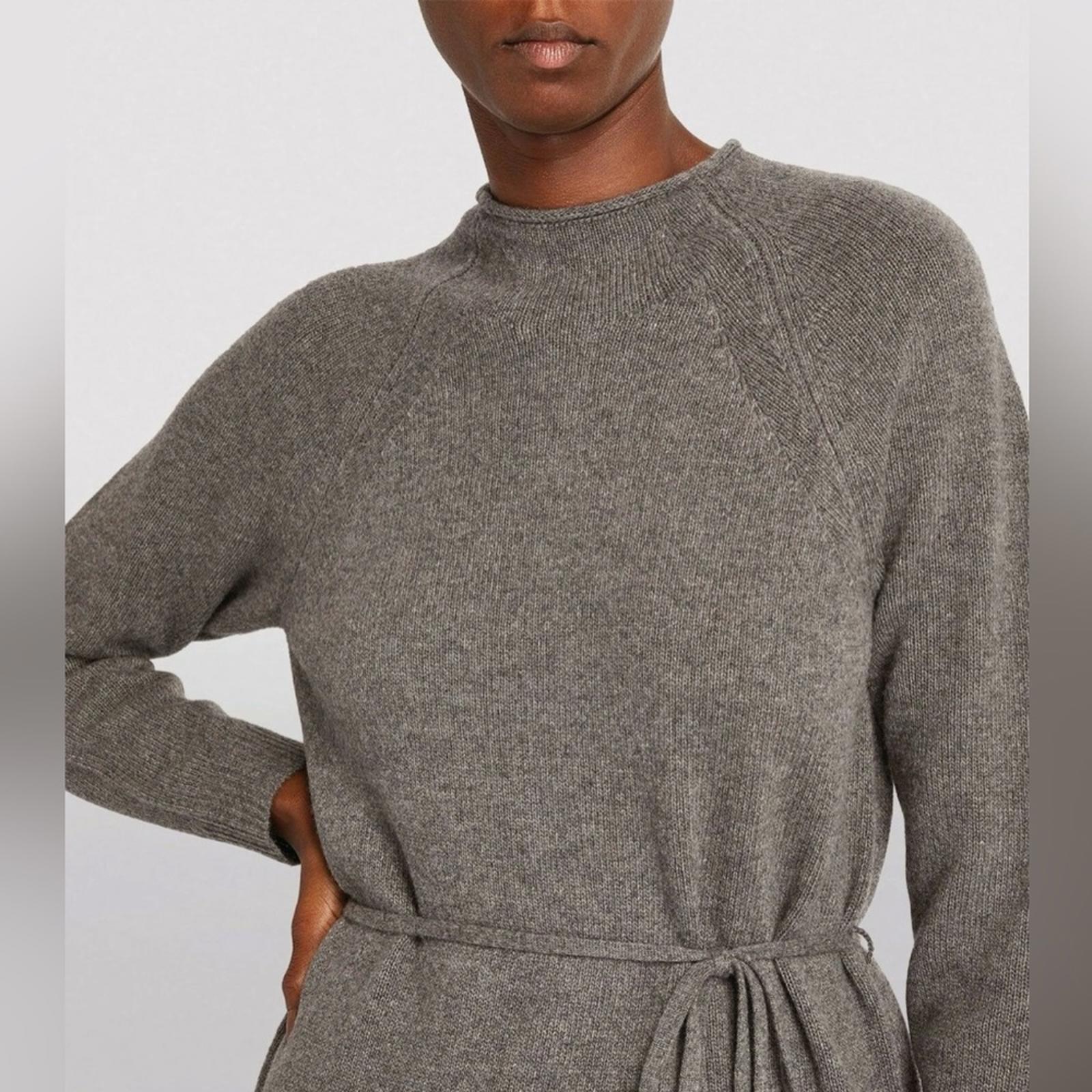 Theory Raglan Sleeve Wool-Cashmere Knit Midi Dress in Grey Melange, Size L, NEW