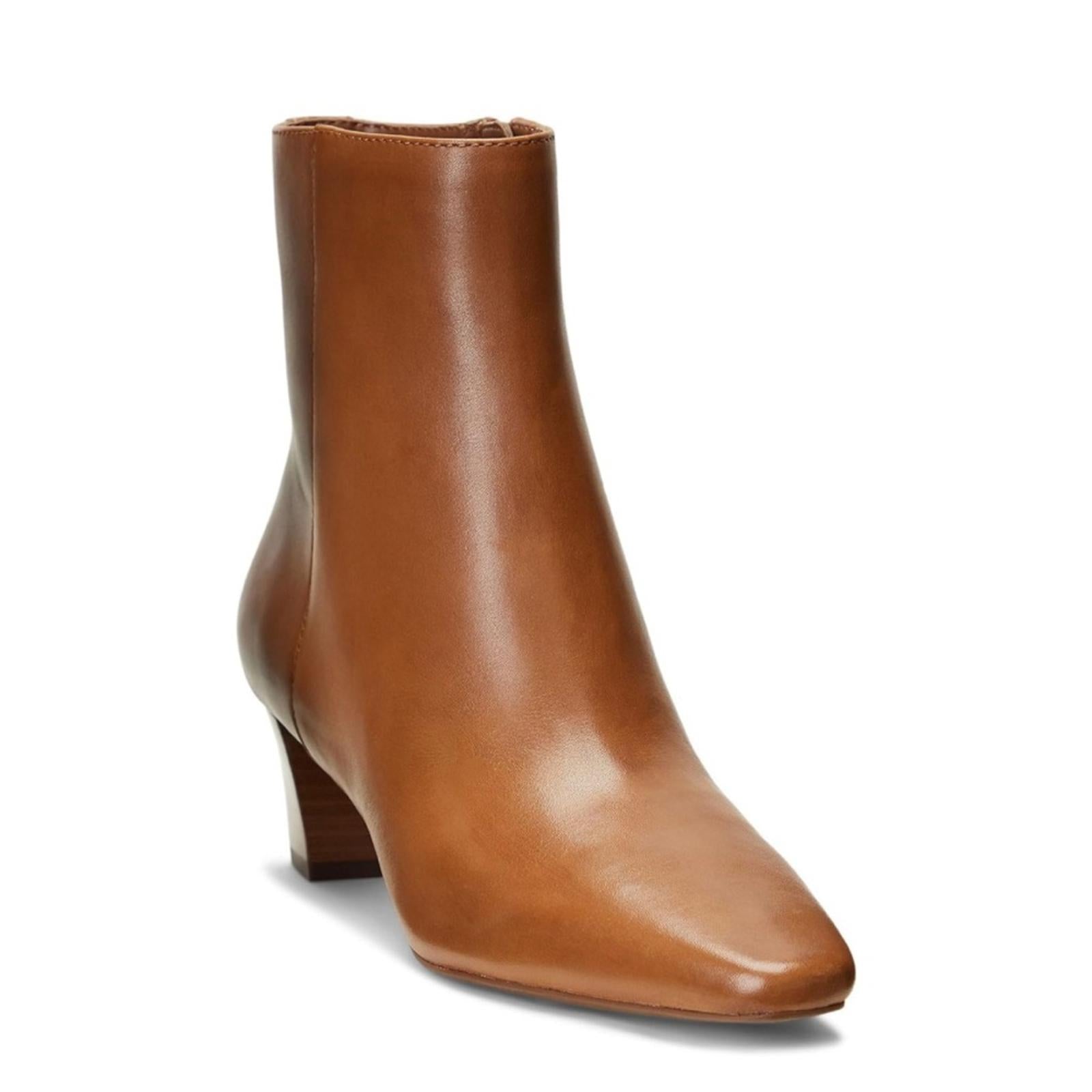 Lauren Ralph Lauren Willa Bootie Fashion Ankle Boots Deep Saddle Tan, Size 6 NEW