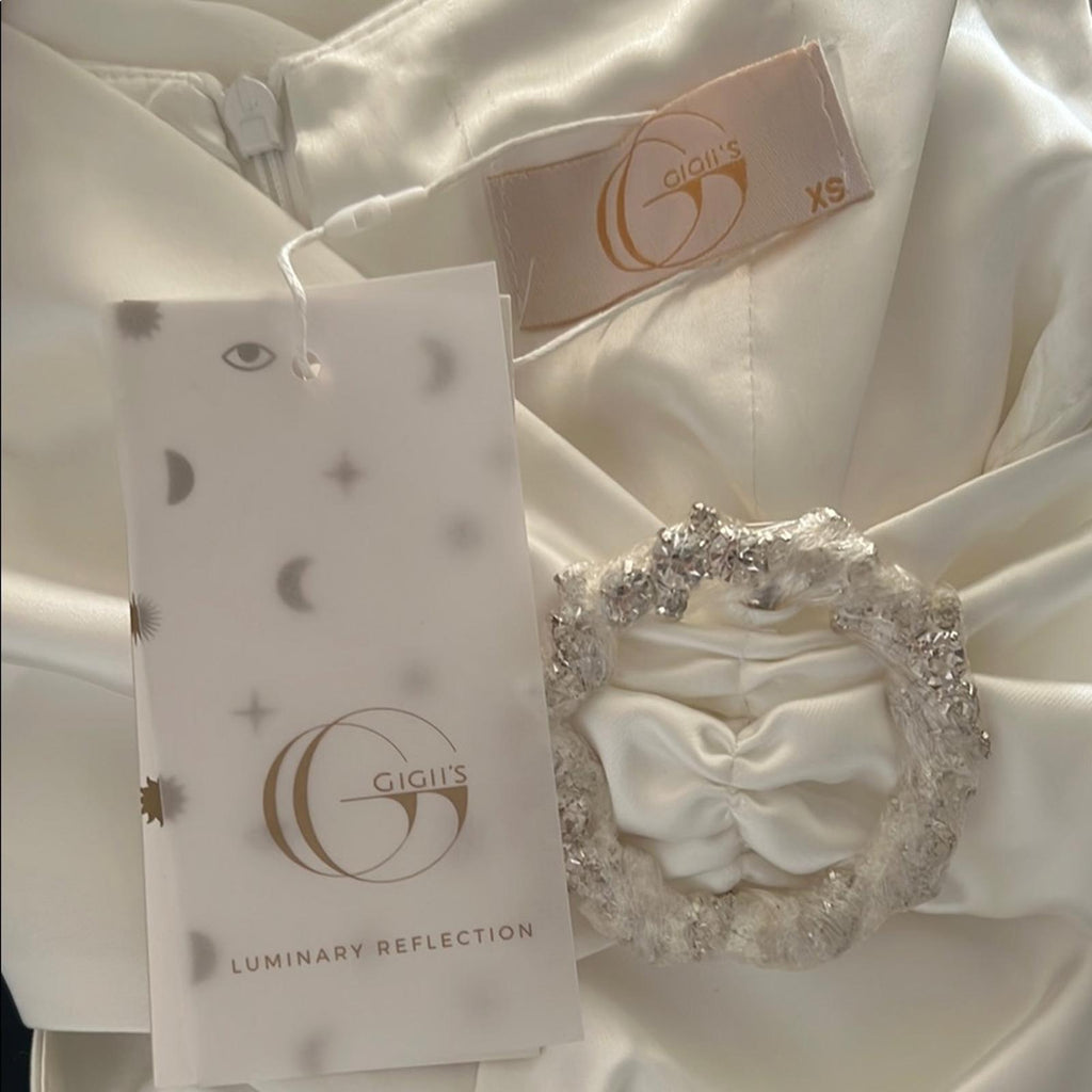 GiGii’s Luminary Reflection June Dress w/Swarovski Stone Details, White XS NWT