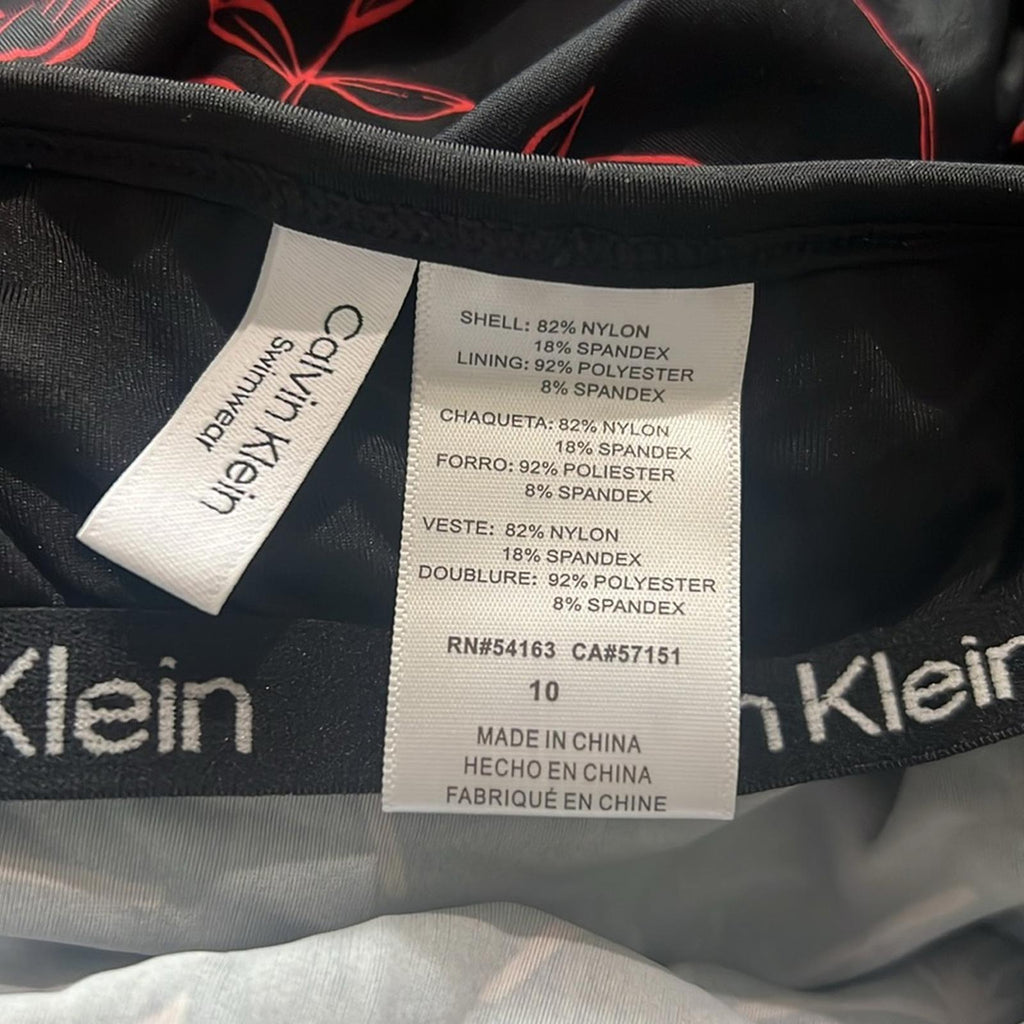 Calvin Klein High Neck Halter Blouson in Black/Red, Size 10 NEW w/Tag $118