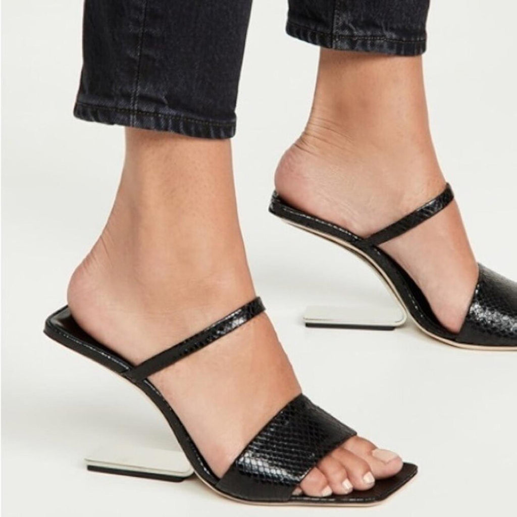 Cult Gaia BLACK Rene Cut-Out Heel Sandals, EU38 x Revolve New in Box +DustBag