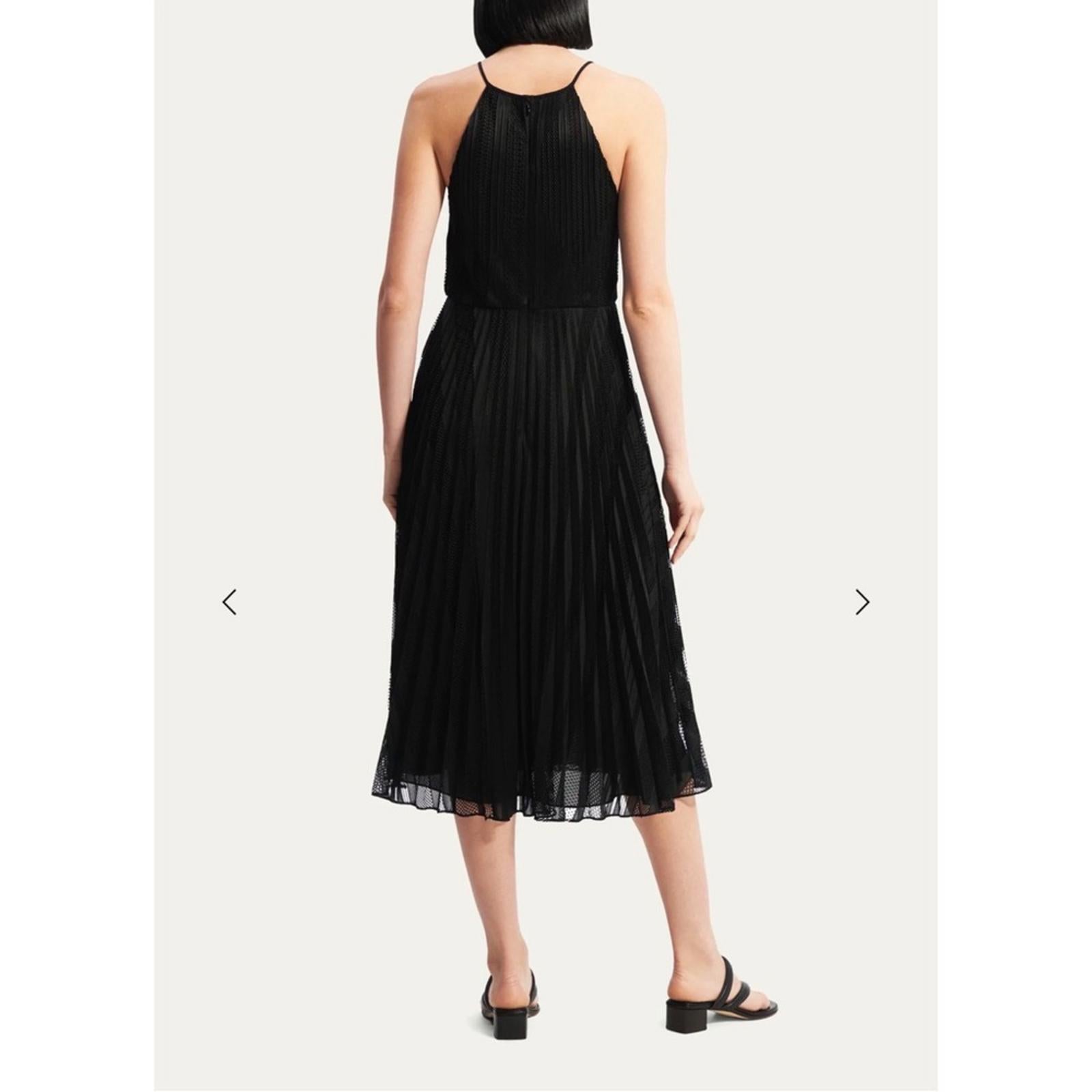 THEORY Pleated Lace Halter Midi Dress in Black, NWT, Size 2, Retail $595