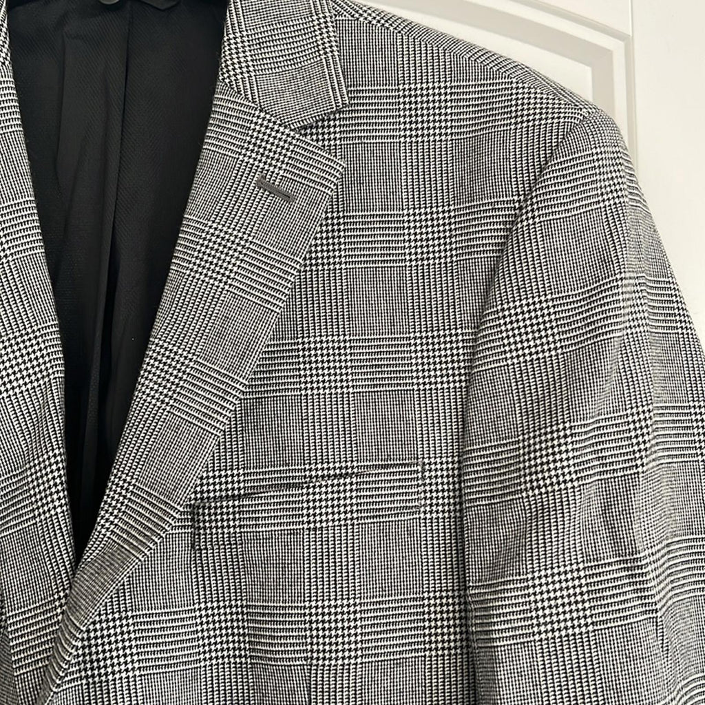 Bar III Glen Plaid Skinny-Fit Suit Jacket in Black/White Size 44L New w/Tag $425