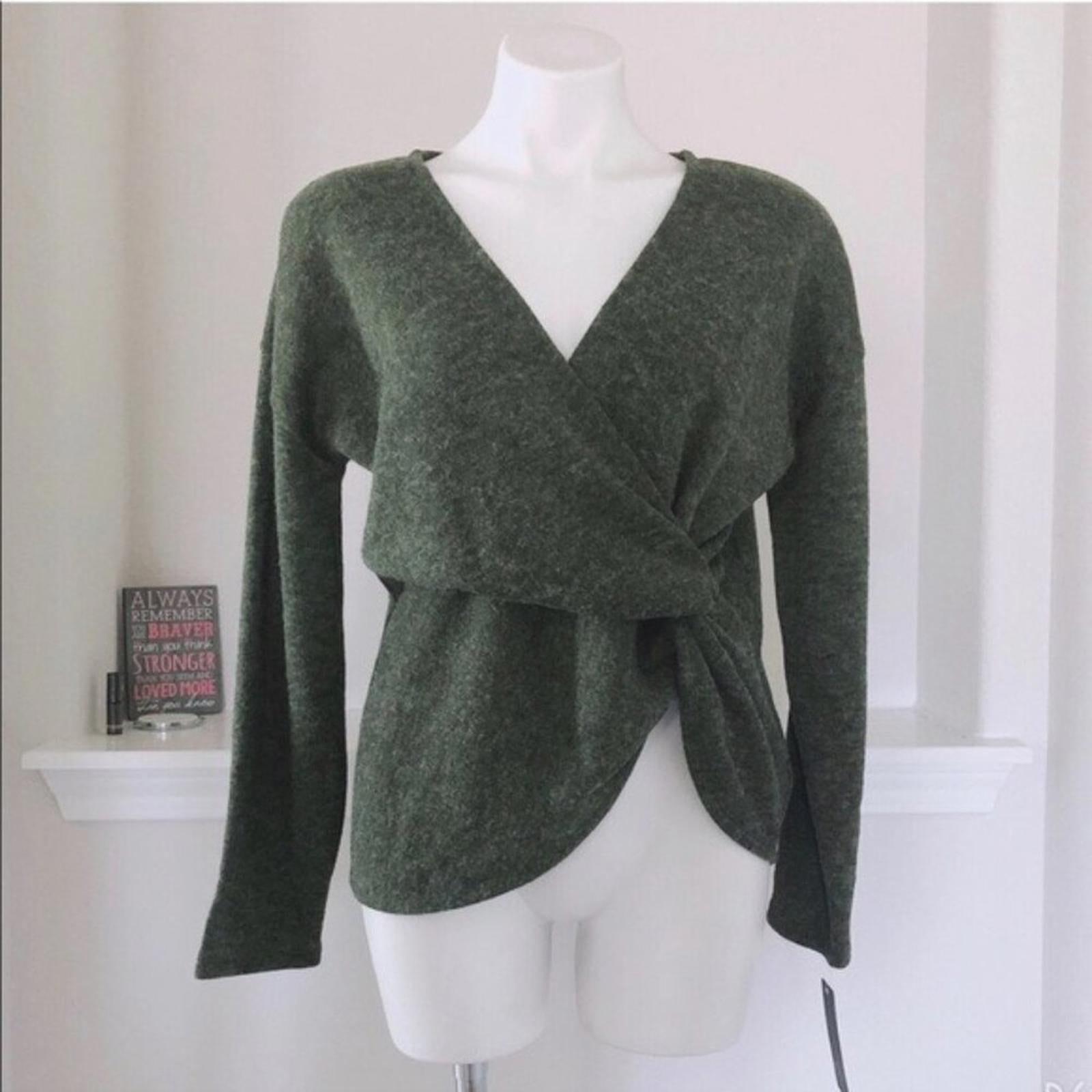 Rachel Roy ARMY Leigha Twist Front Sweater, Surplice V-Neck Size L New w/Tag