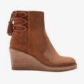 Jack Rogers Banbury Suede Wedge Booties in Camel, Size 9 New in Box $178