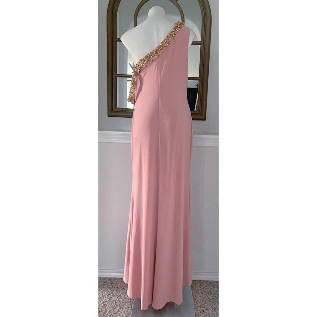 Mac Duggal Beaded Drop Shoulder Jersey Gown, Size 12 New with Tag