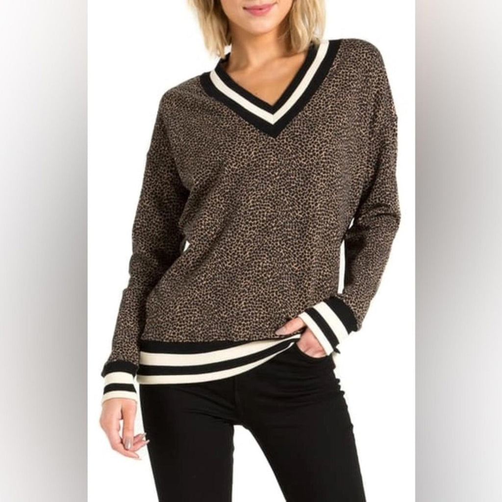 n:Philanthropy Wool V-Neck Lightweight Sweater, White & Black EXCELLENT! $178