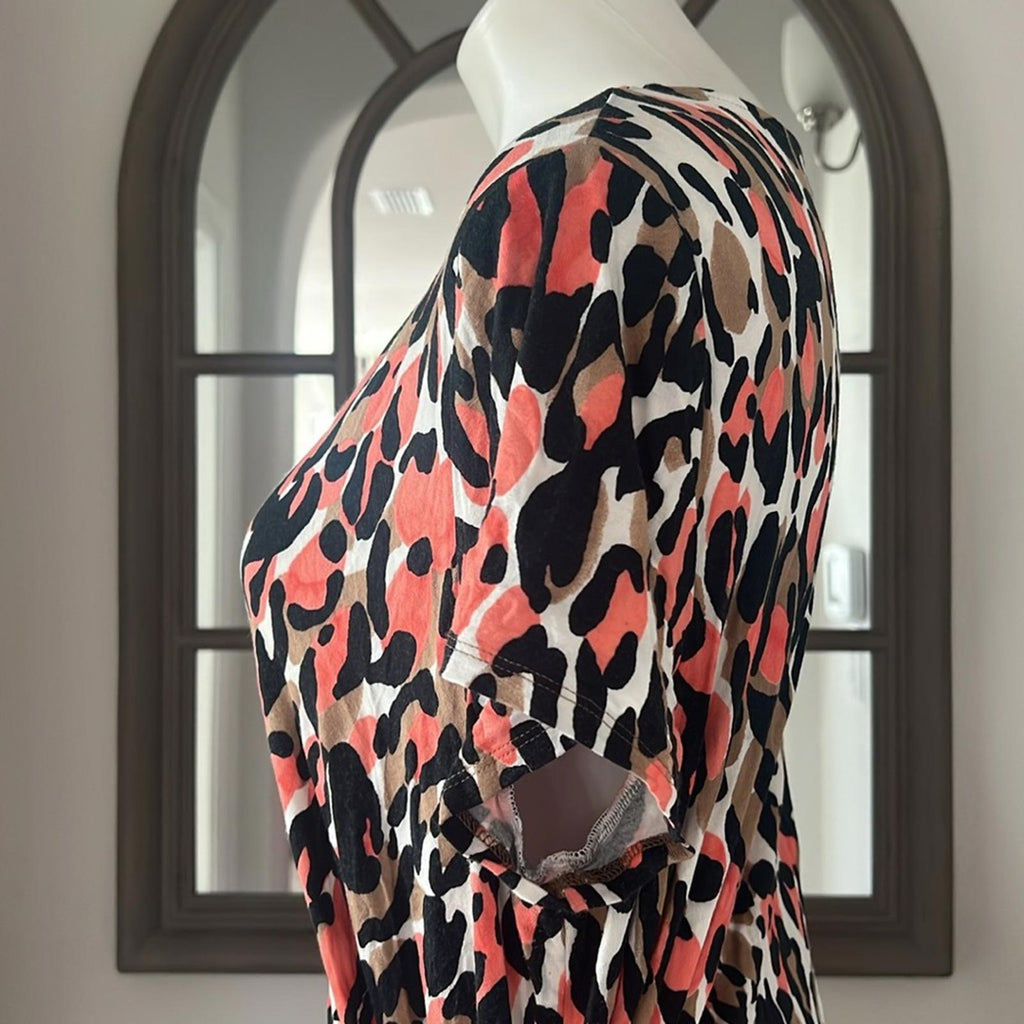 Lafayette 148 New York Animal Print Midi Dress Size XL EXCELLENT!