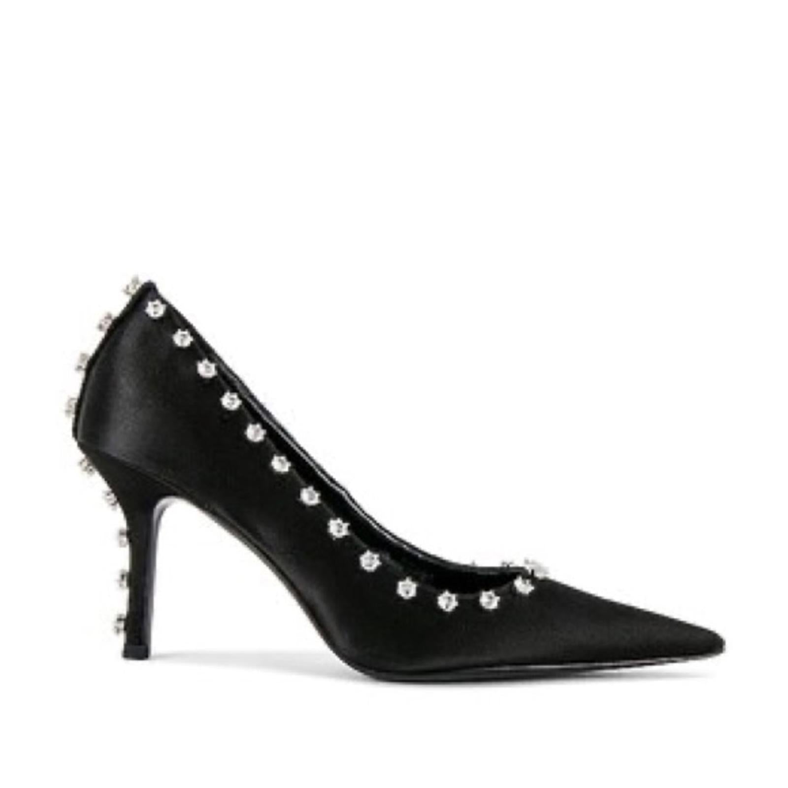 Alexander Wang Delphine 85 Crystal Stud Pump, Black Size 38 New in Box