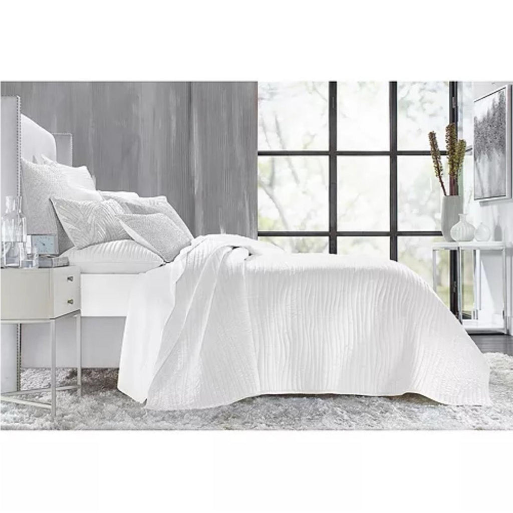 Hudson Park Collection Palmetto Cotton Silk Quilted Standard Sham White NWT $200