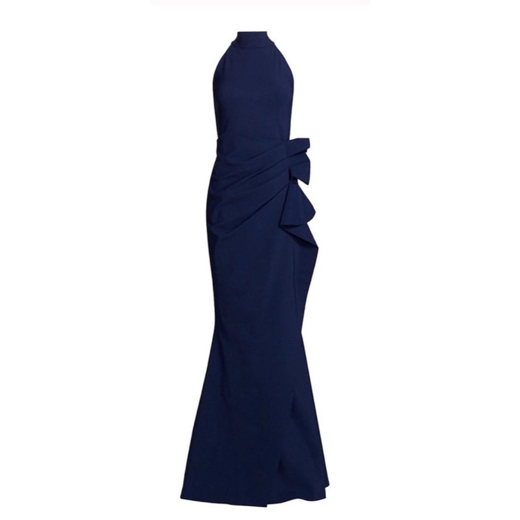 Chiara Boni La Petite Robe Gudrum Halter Ruffle Gown (Made in Italy) Size 16 NEW