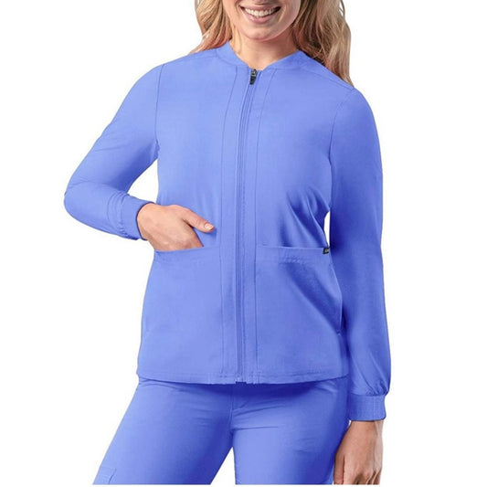 ADAR Addition Scrubs Zippered Bomber Scrub Jacket, Cell Blue, Size XL New w/Tag