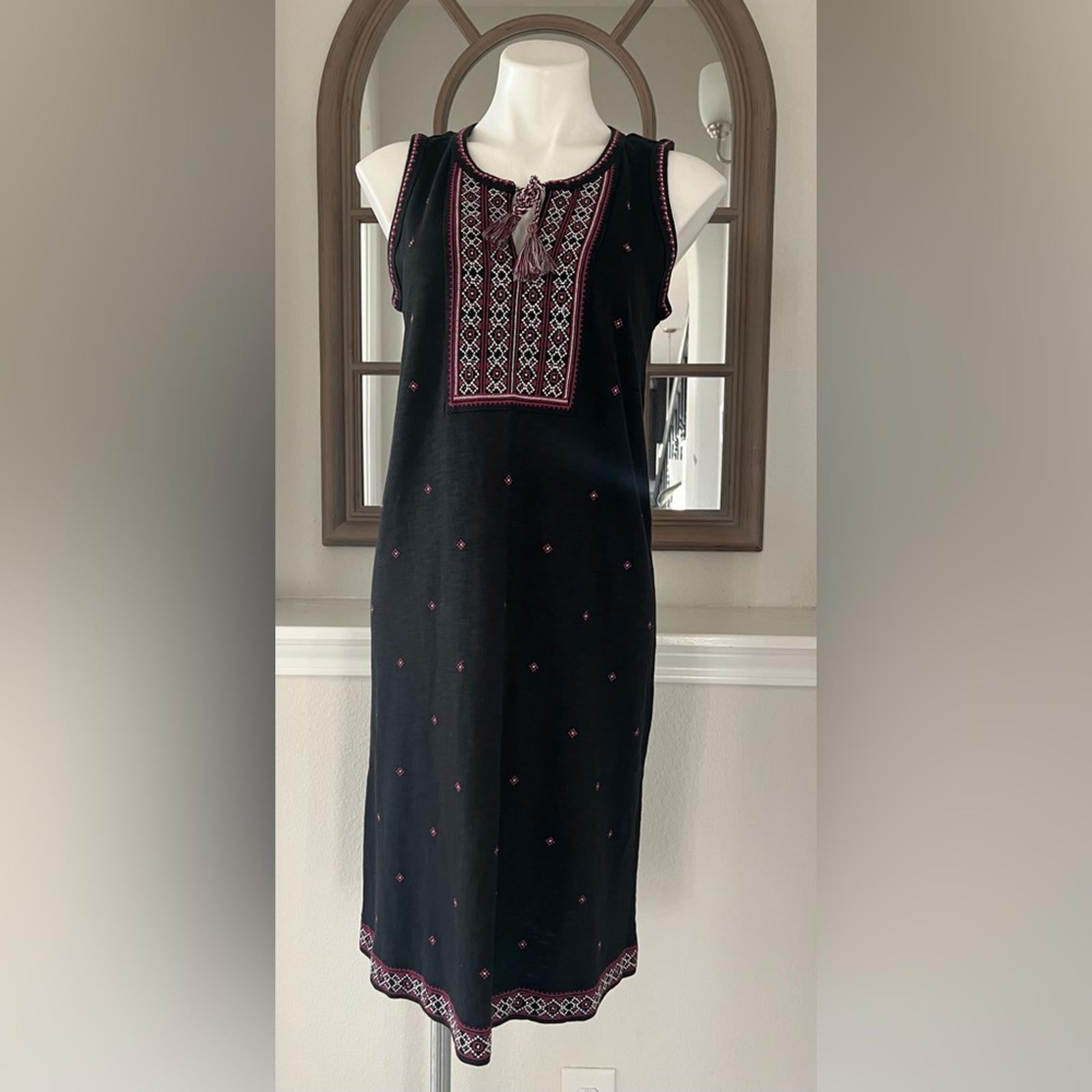 NEW J.Jill Embroidered Sleeveless Knit Dress, Black Size S Retail $129