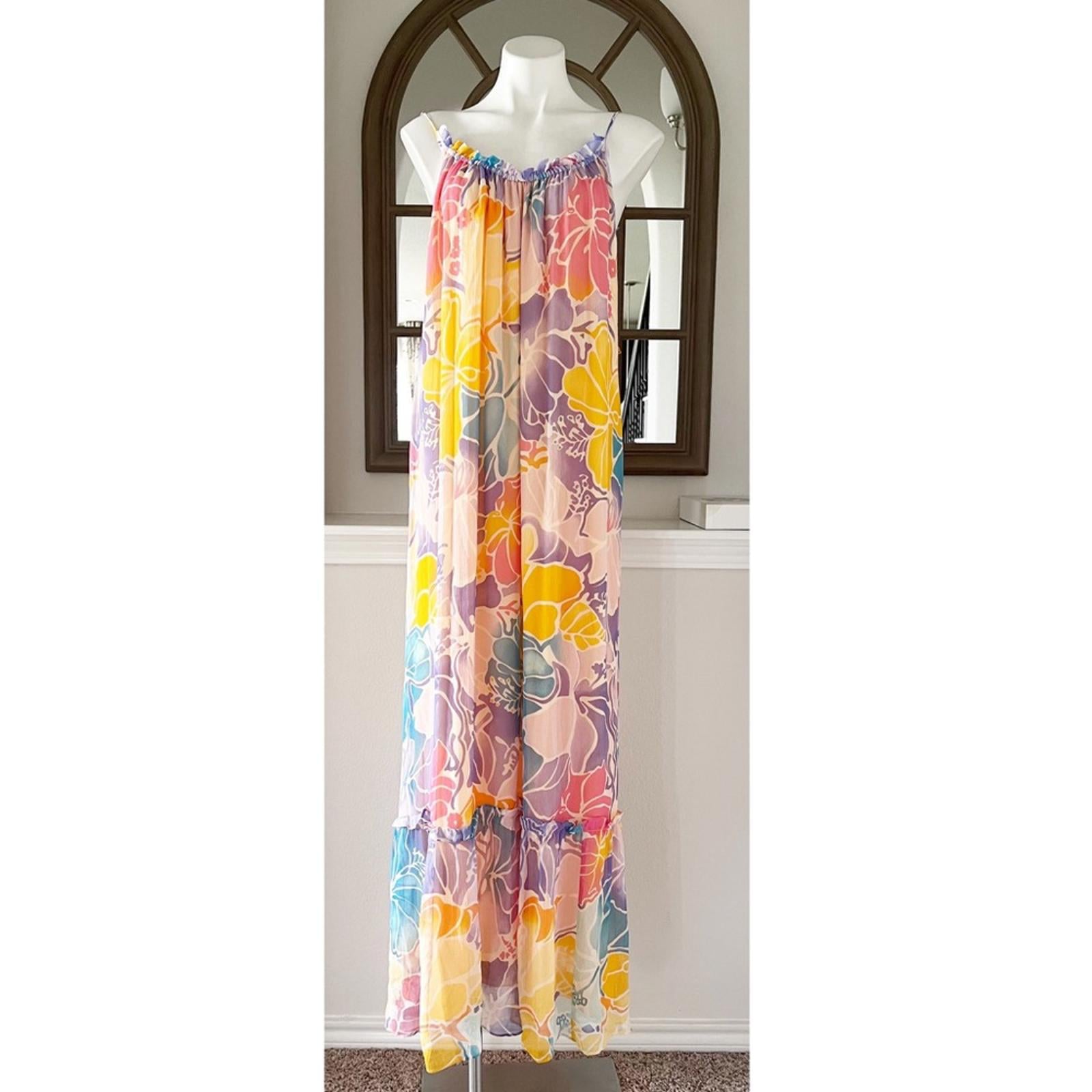 Ramy Brook Ivy Printed Silk Tiered Maxi Dress, Palav, Size XS New w/Tag $585