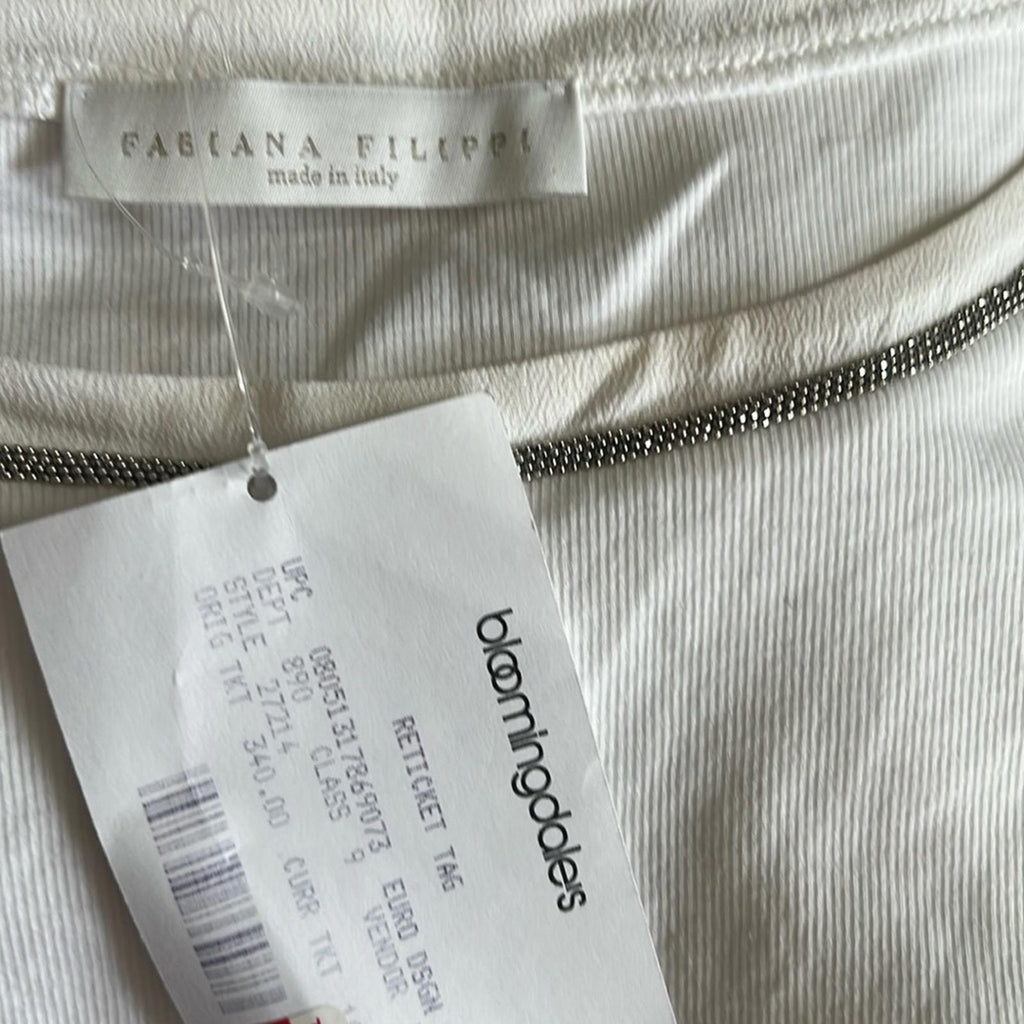 Fabiana Filippi Ball-Chain Trim Tank Top in White, Size XS New w/Tag