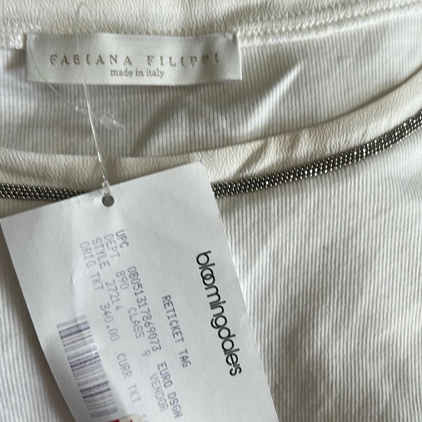 Fabiana Filippi Ball-Chain Trim Tank Top in White, Size XS New w/Tag