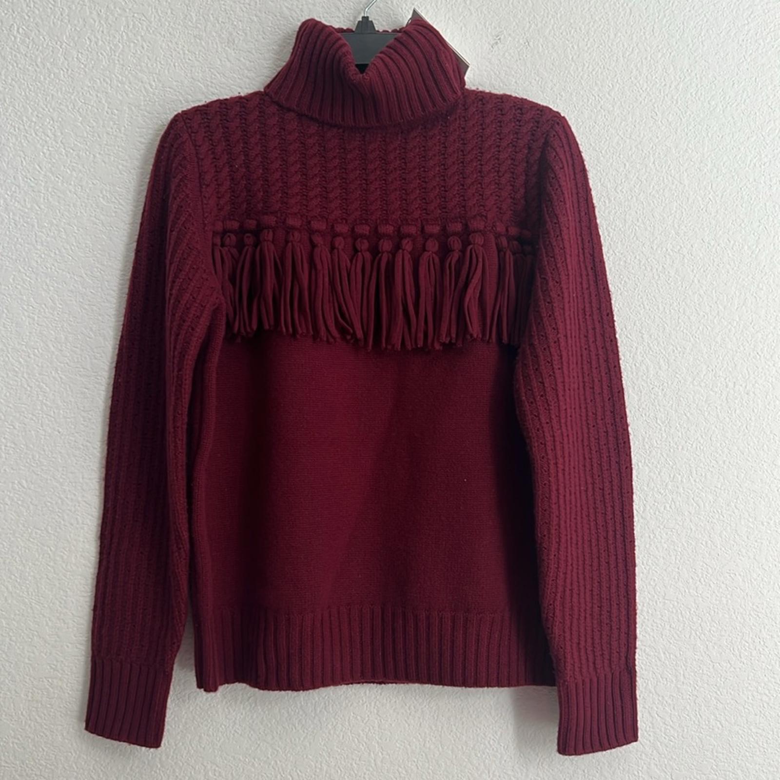 Jason Wu Fringe Turtleneck Sweater in Wine Red, NWT, Size XS