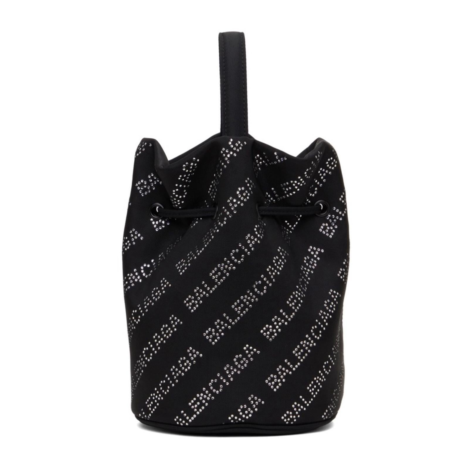NEW Balenciaga Wheel XS Drawstring Bucket Bag, Black/Crystal $1,390 Sold Out