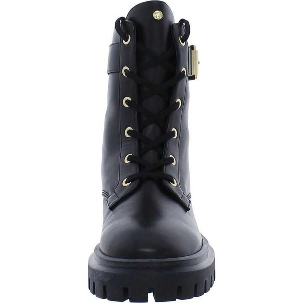 Stuart Weitzman Ultra Lug Sole Buckle Combat Boots in Black, US 10/EU 40.5 NWT