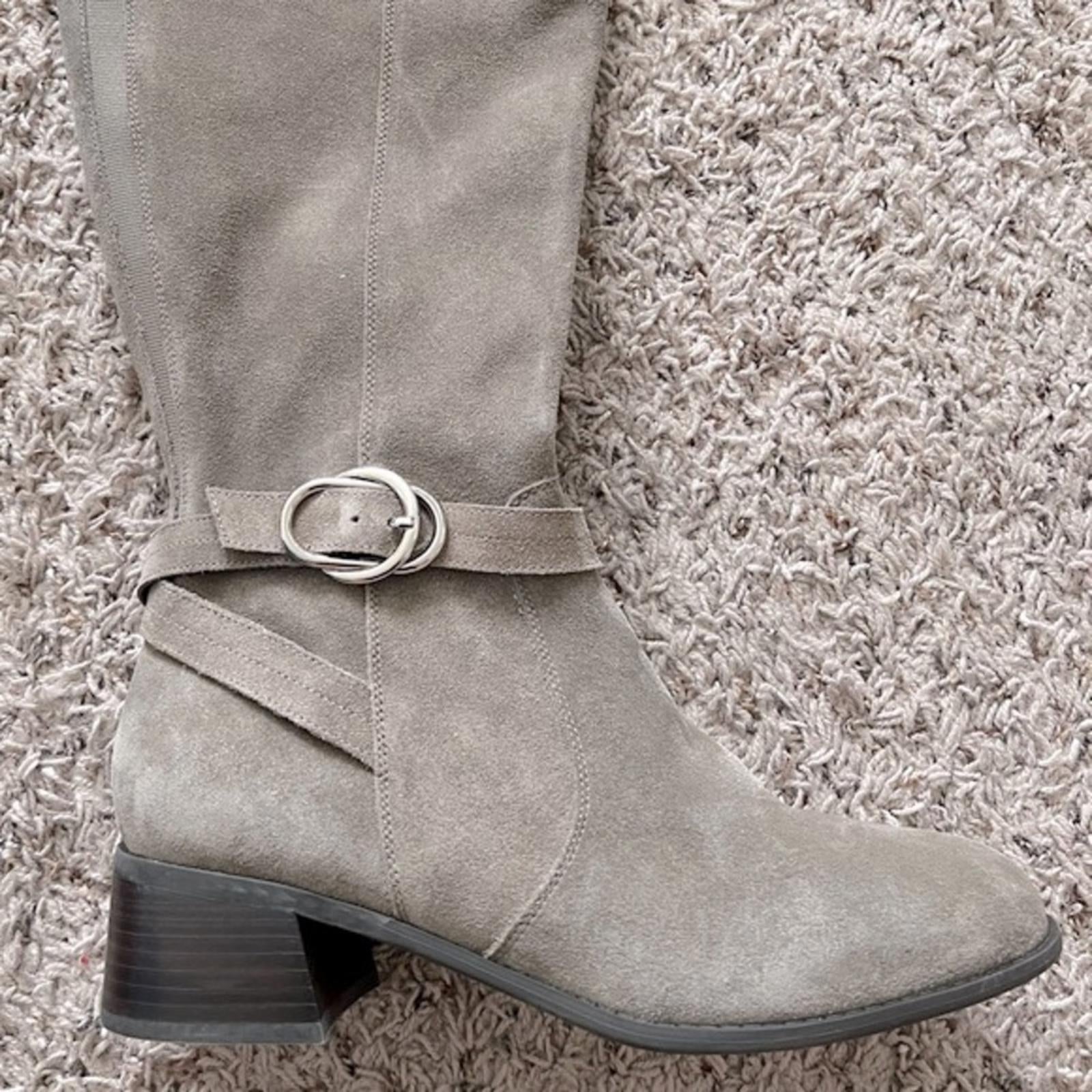 Marc Fisher Wide Calf Knee High Riding Boot in Taupe Suede, NEW, Size 11 Wide