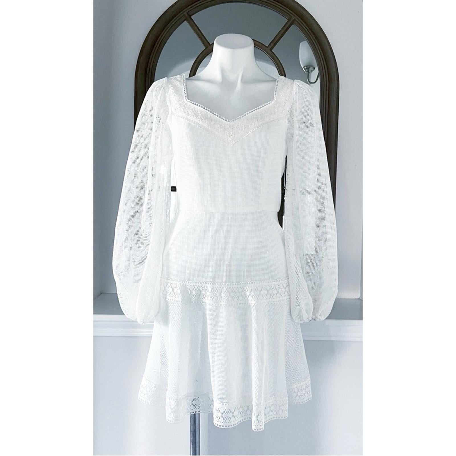 BCBGMaxazria Mesh Mini Dress in Off White, Size 2 New w/Tag Retail $268