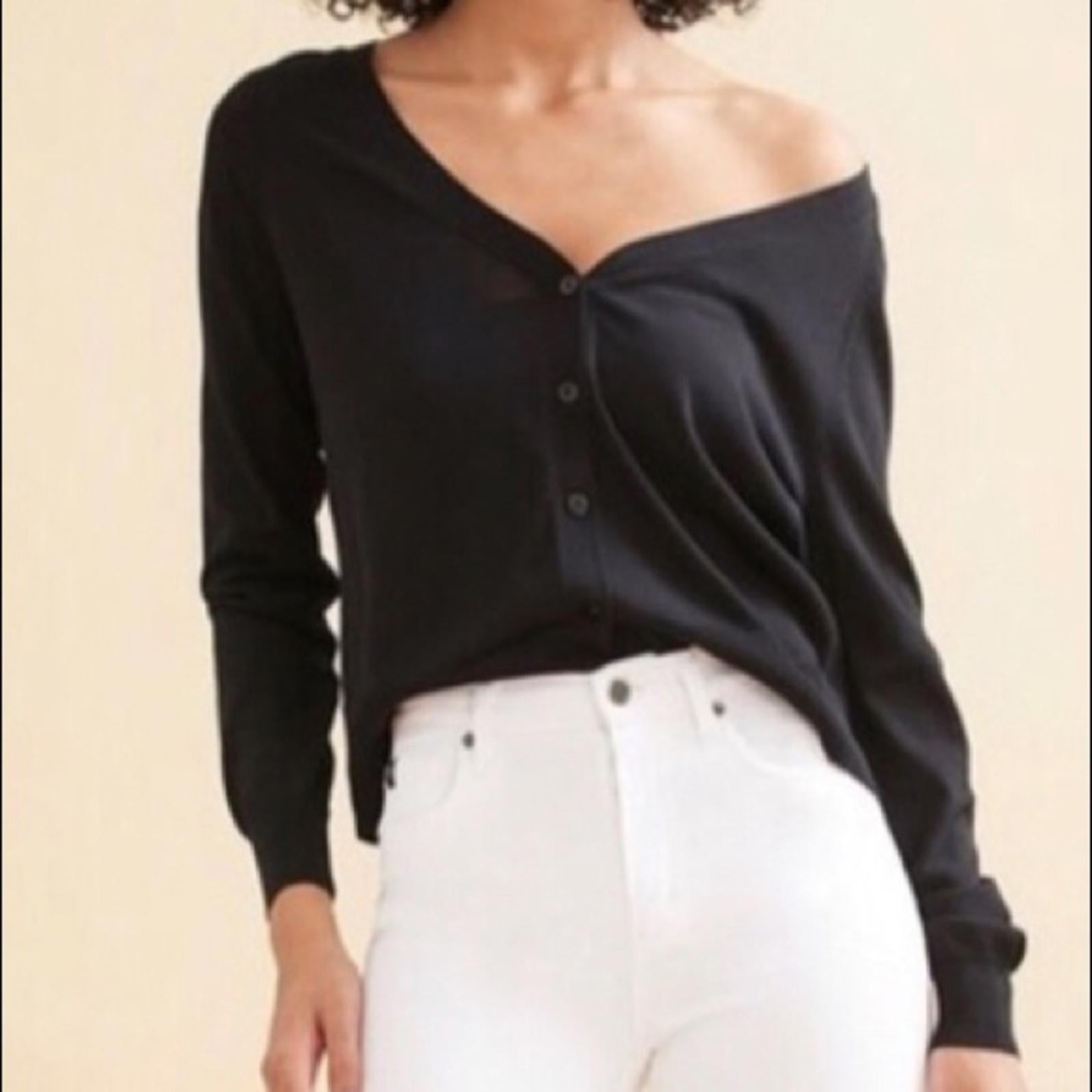 June & Hudson Knot Front Sweater in Black, Knit Long Sleeve Size XL New w/Tag