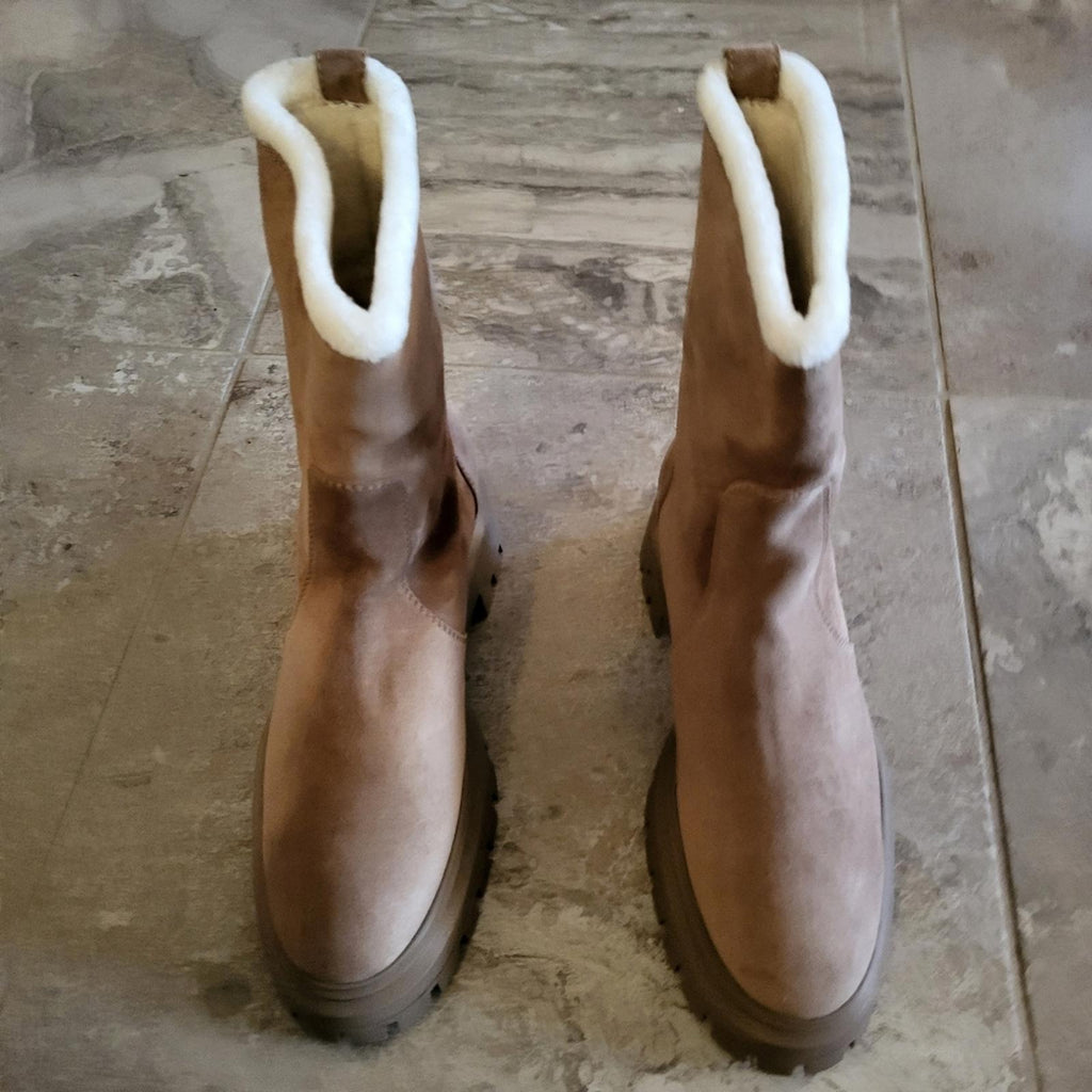 Stuart Weitzman Bedford Suede Shearling Winter Booties, Size 41.5/11 New in Box