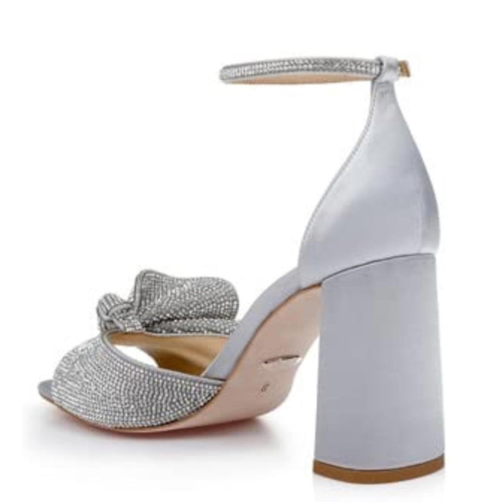 Badgley Mischka Poppy Heeled Sandals in Silver, Size 7 New in Box + Dust Bag