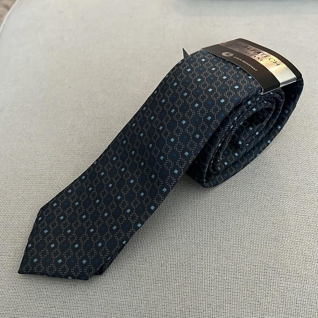 ALFATECH Stain Resistant Curtis Geo Neck Tie, Charcoal New w/Tag Retail $55
