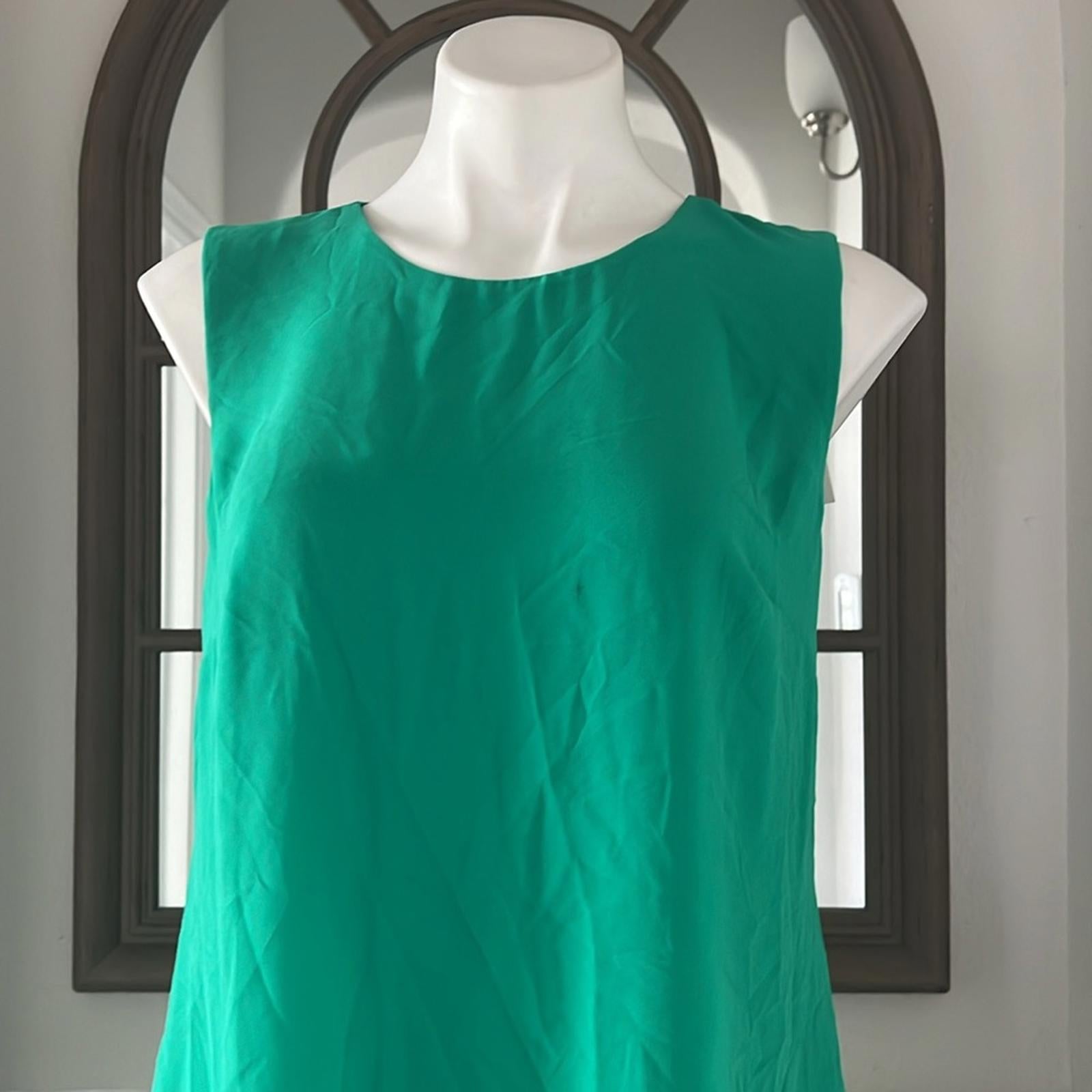 Lauren Ralph Lauren Round Neck Georgette Ruffled Shift Dress, Green Size 8 NWT