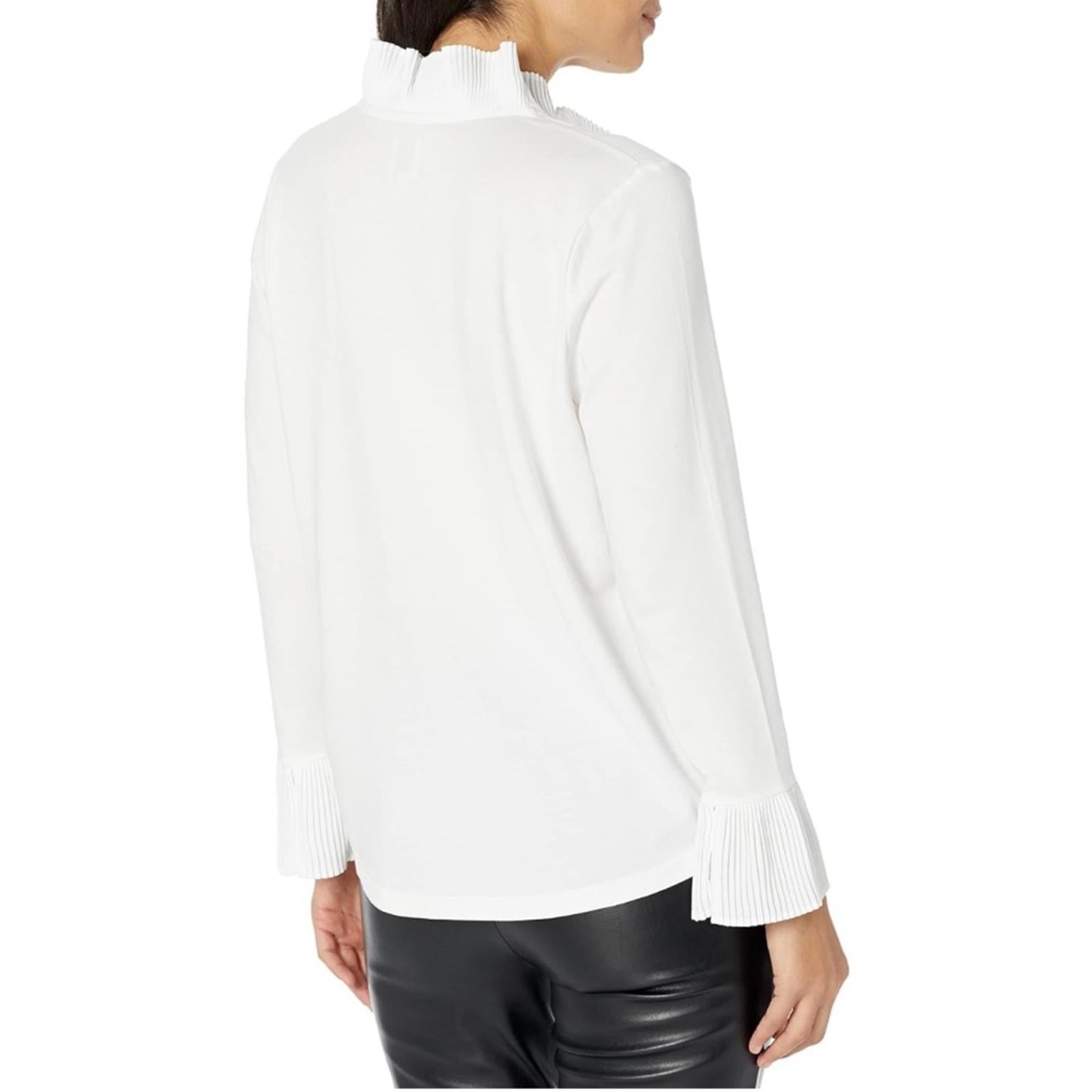 Nic+Zoe Ruffled Up Top Blouse, White, Size XL New w/Tag