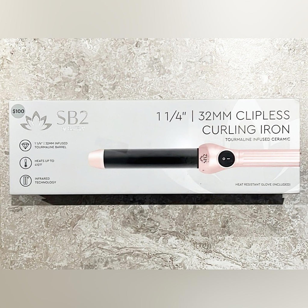 SB2 1¼” | 32MM Clipless Curling Iron +Heat Resistant Glove Lifetime Warranty NWT