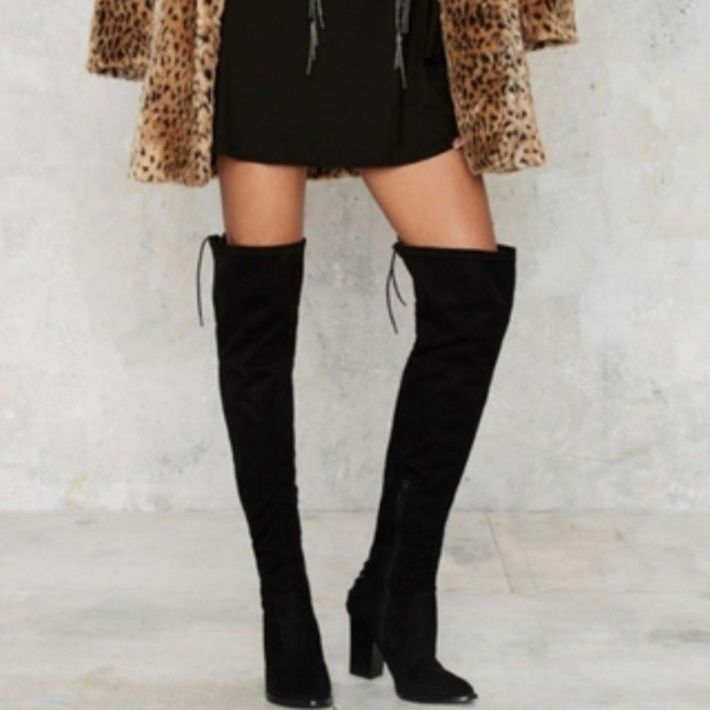 Marc Fisher LTD Okun Thigh High Boots, Black Size 6M New in Box Retail $249
