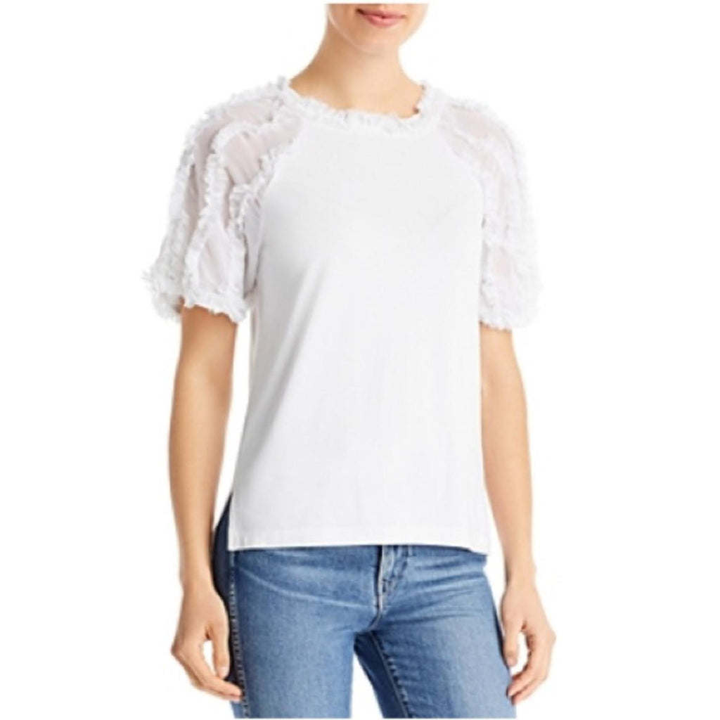 Kobi Halperin Betsy Ruffled Trim Top in White, NWT, Size M Retail $178