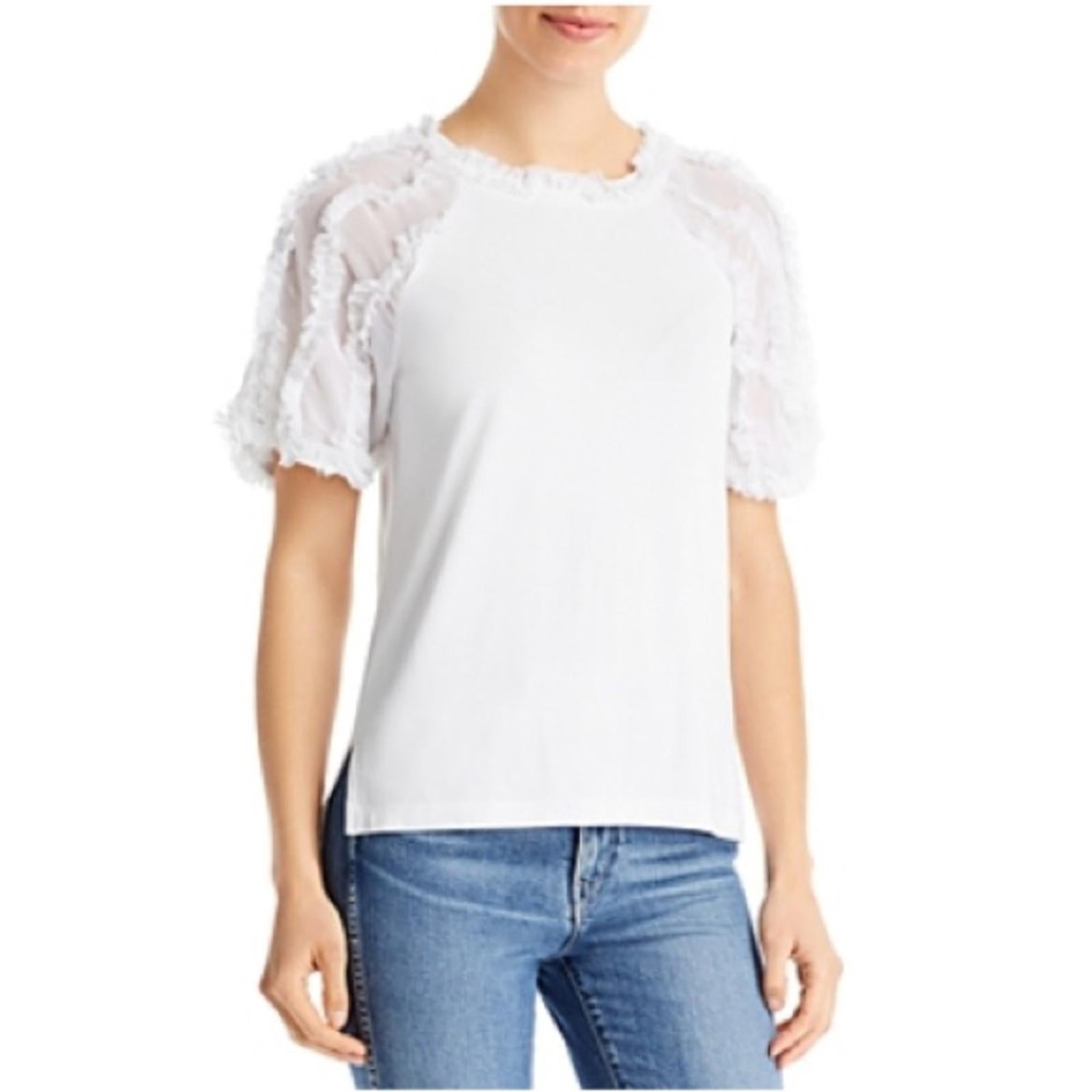 Kobi Halperin Betsy Ruffled Trim Top in White, NWT, Size M Retail $178