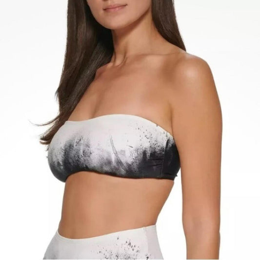 Calvin Klein Printed Removable-Straps Bandeau Bikini Bra Top Size XL NEW w/Tag