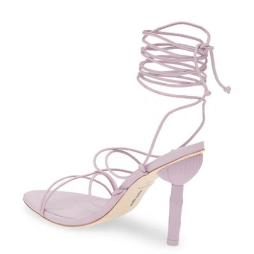 Cult Gaia Soleil Lace Up Strappy Heel Sandals in Lavender, EXCELLENT, Size 42